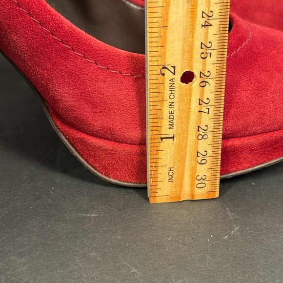 J.Crew Red Suede Platform Pumps Size 8 | Made in Italy Classic Romantic Heels - Picture 5 of 8